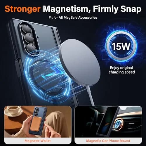 MOBOSI for Z Fold 7 Case with Privacy Screen Protector, Black | Slim Magnetic Cover with Full Hinge & Kickstand thumbnail 4