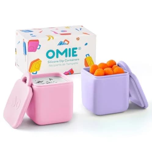 Omie OmieBox Leakproof Dip Containers 2 Pack Pink/Purple | 118ml (4 fl oz) Airtight Silicone thumbnail 1
