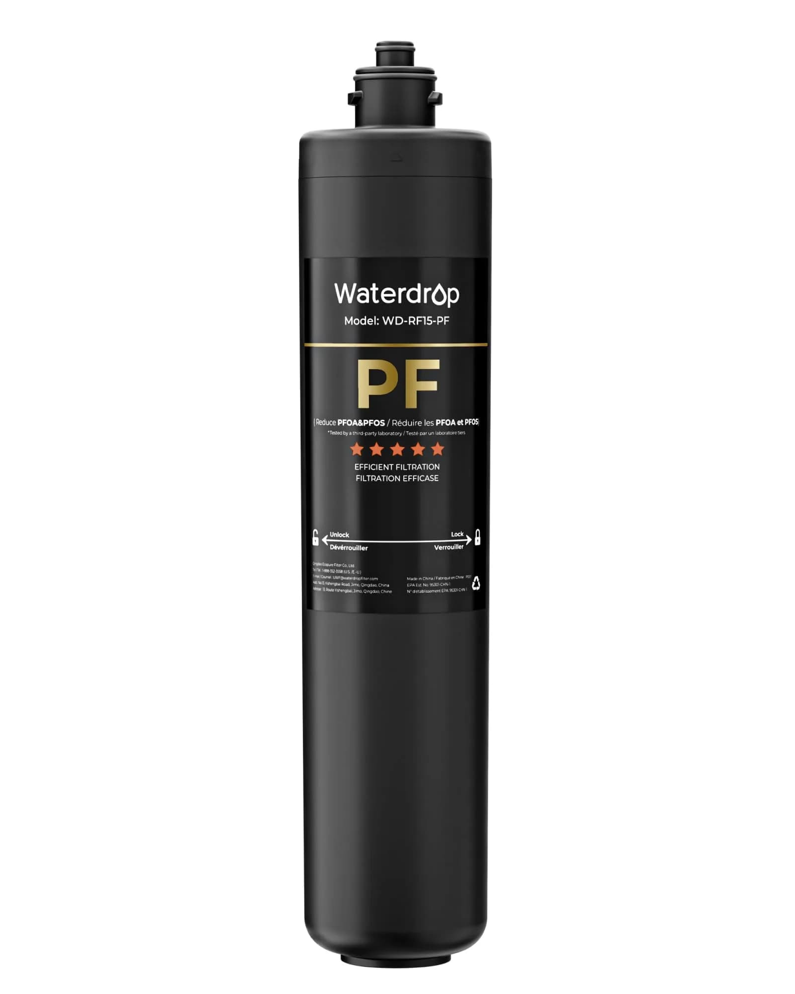 Waterdrop RF15-PF Replacement Filter Cartridge for 15UA-PF Under Sink Water Filter 39.9 cm (15.7 inches) | Reduces PFAS, Chlorine, Bad Taste & Odor