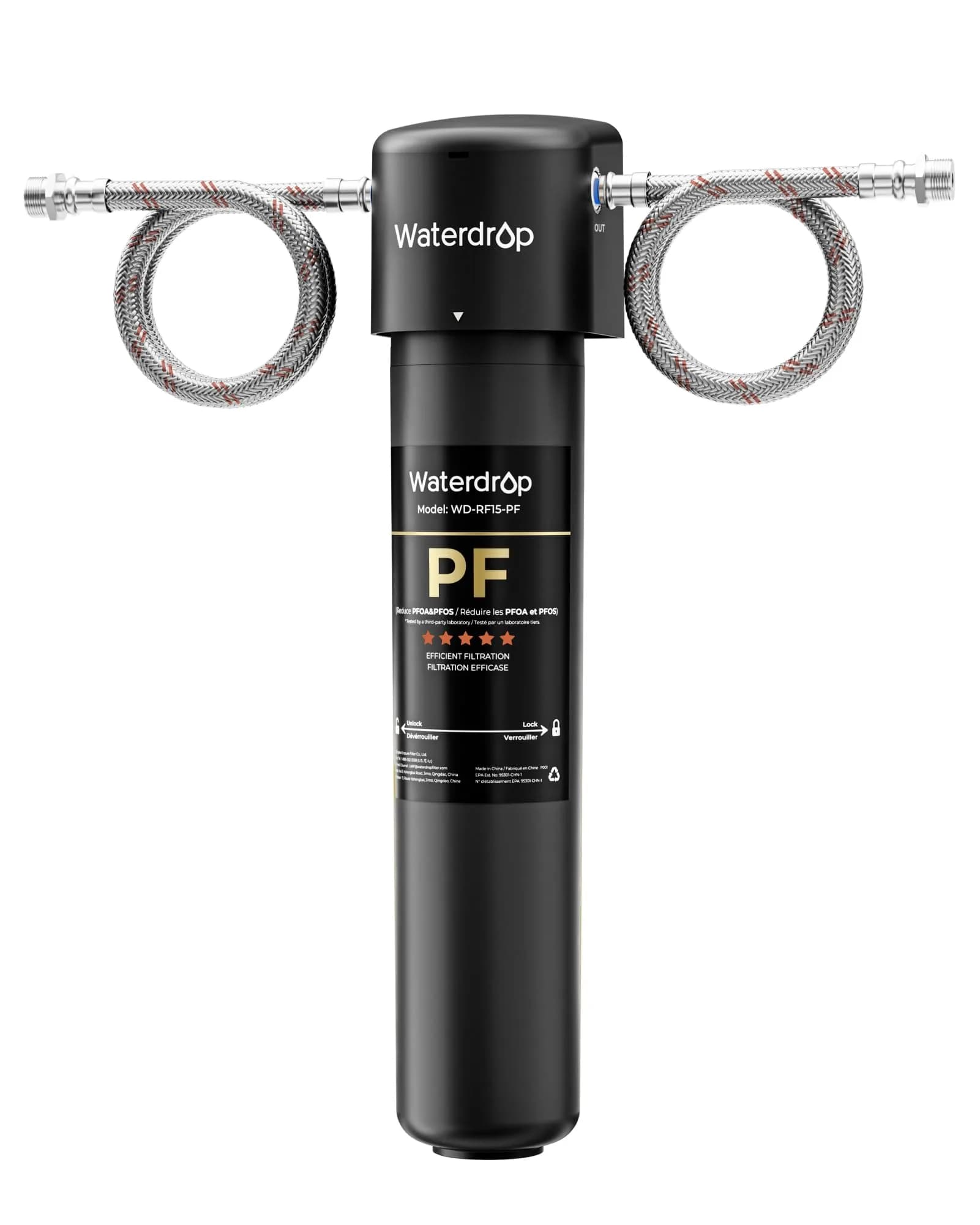 Waterdrop 15UA-PF Under Sink Water Filter System 1000 Gallons | Reduces 80+ Impurities, PFAS, Fluoride