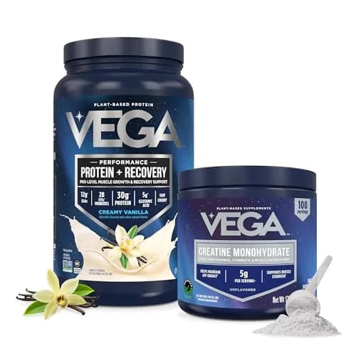 Vega Protein + Recovery Vanilla & Creatine Monohydrate Powder Bundle - 1.8 lbs thumbnail 1