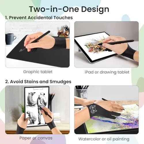 Kortimu Cute Kitty Drawing Glove with Palm Rejection for iPad & Tablets, Medium (2-Pack) thumbnail 6