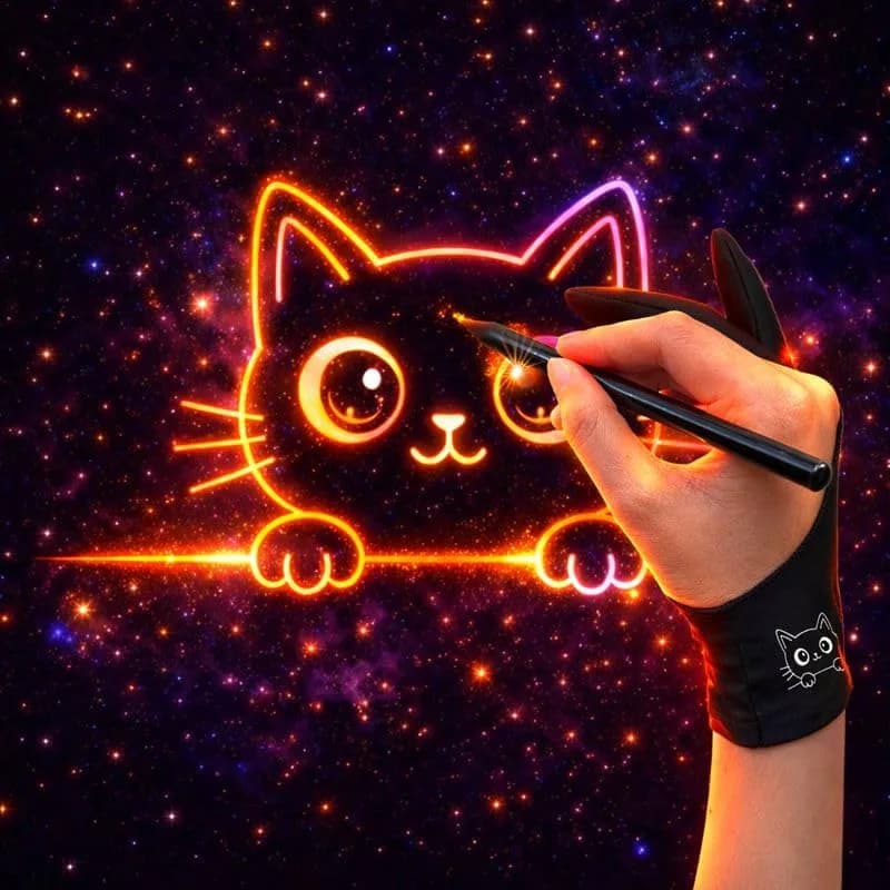 Kortimu Cute Kitty Drawing Glove with Palm Rejection for iPad & Tablets, Medium (2-Pack) thumbnail 3