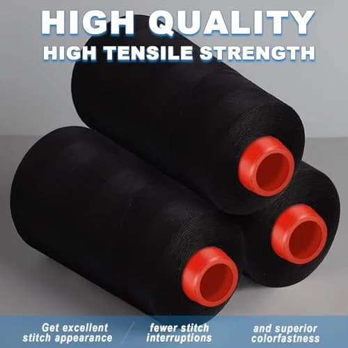 AOFITOA Black Sewing Thread 4 Pack | 40S/2, 24000Y, Durable Polyester for Serger & Machine thumbnail 3
