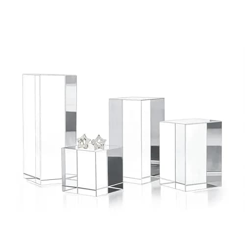 QFkris Clear Polished Glass Cube Photo Props, Solid Glass Display Blocks | Photography & Boutique Decor thumbnail 1