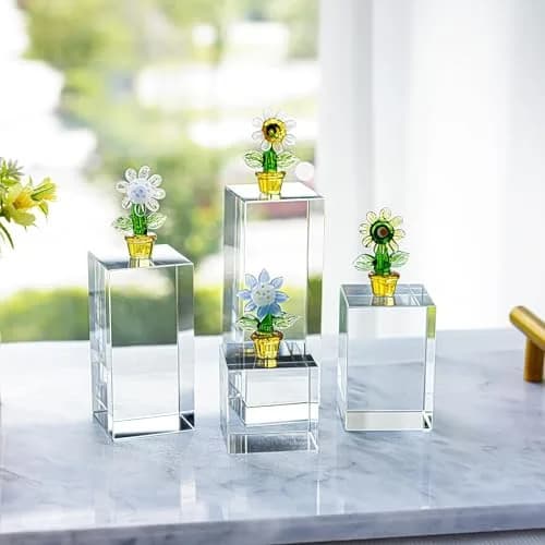 QFkris Clear Polished Glass Cube Photo Props, Solid Glass Display Blocks | Photography & Boutique Decor thumbnail 7