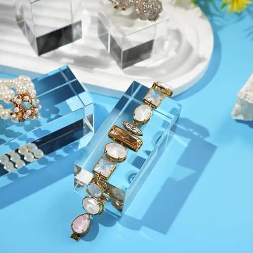 QFkris Clear Polished Glass Cube Photo Props, Solid Glass Display Blocks | Photography & Boutique Decor thumbnail 9