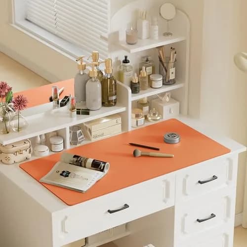 Aothia Hermes Orange Faux Leather Desk Mat 120cm x 60cm (47.2" x 23.6") | Non-Slip PU Leather Blotter for Office and Home thumbnail 6