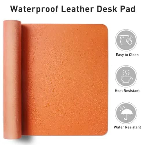 Aothia Hermes Orange Faux Leather Desk Mat 120cm x 60cm (47.2" x 23.6") | Non-Slip PU Leather Blotter for Office and Home thumbnail 7