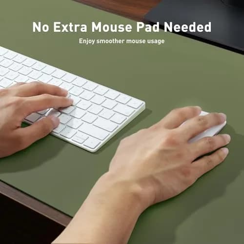 Aothia Faux Leather Desk Mat Large Mouse Pad Olive Green 120cm x 60cm (47.2" x 23.6") | Non-Slip PU Leather Blotter Waterproof Writing Surface thumbnail 4