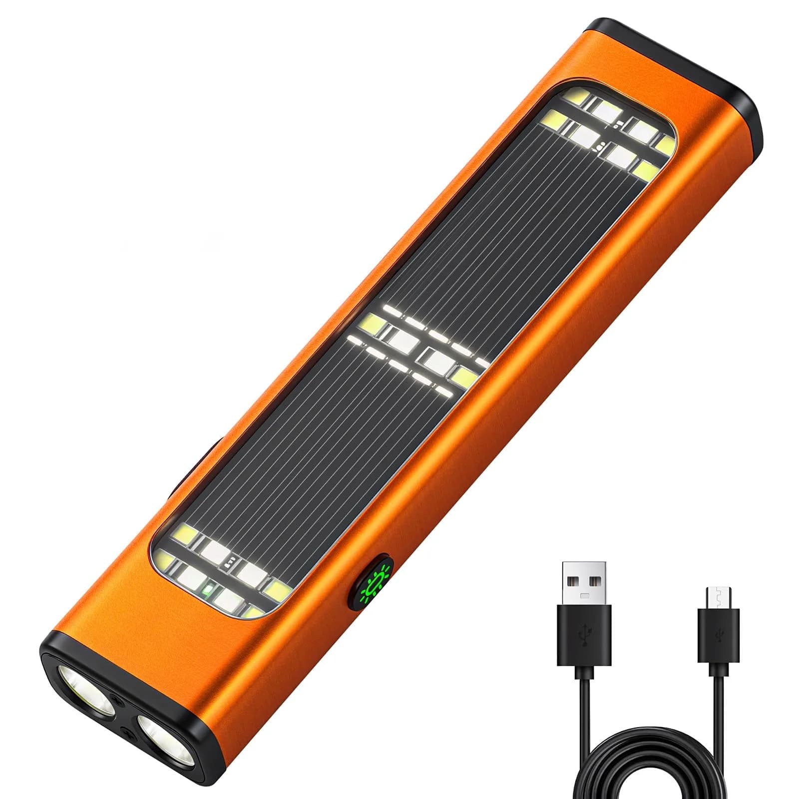 Ciwuzxs Solar Rechargeable EDC Flat Flashlight Orange | 900 Lumens, 200-300m Beam, Type-C Charging - main product image