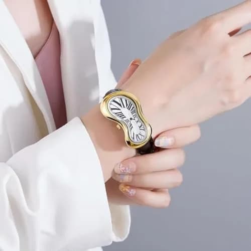 PINTIME Melting Art Stainless Steel Watch Gold | Distorted Dial Design thumbnail 4