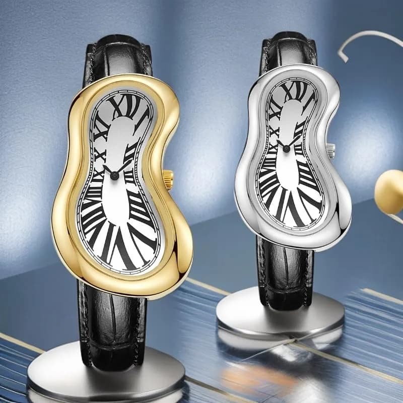PINTIME Melting Art Stainless Steel Watch Gold | Distorted Dial Design thumbnail 7