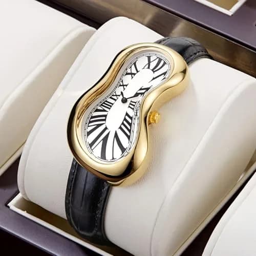 PINTIME Melting Art Stainless Steel Watch Gold | Distorted Dial Design thumbnail 2
