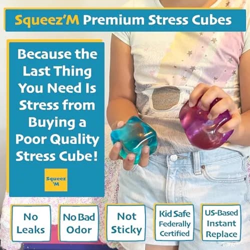 Squeez'M Big Block Stress Cube Purple Squishy Fidget Toy 6.35cm (2.5 inch) | ASTM Certified Non-Toxic Sensory Toy thumbnail 2
