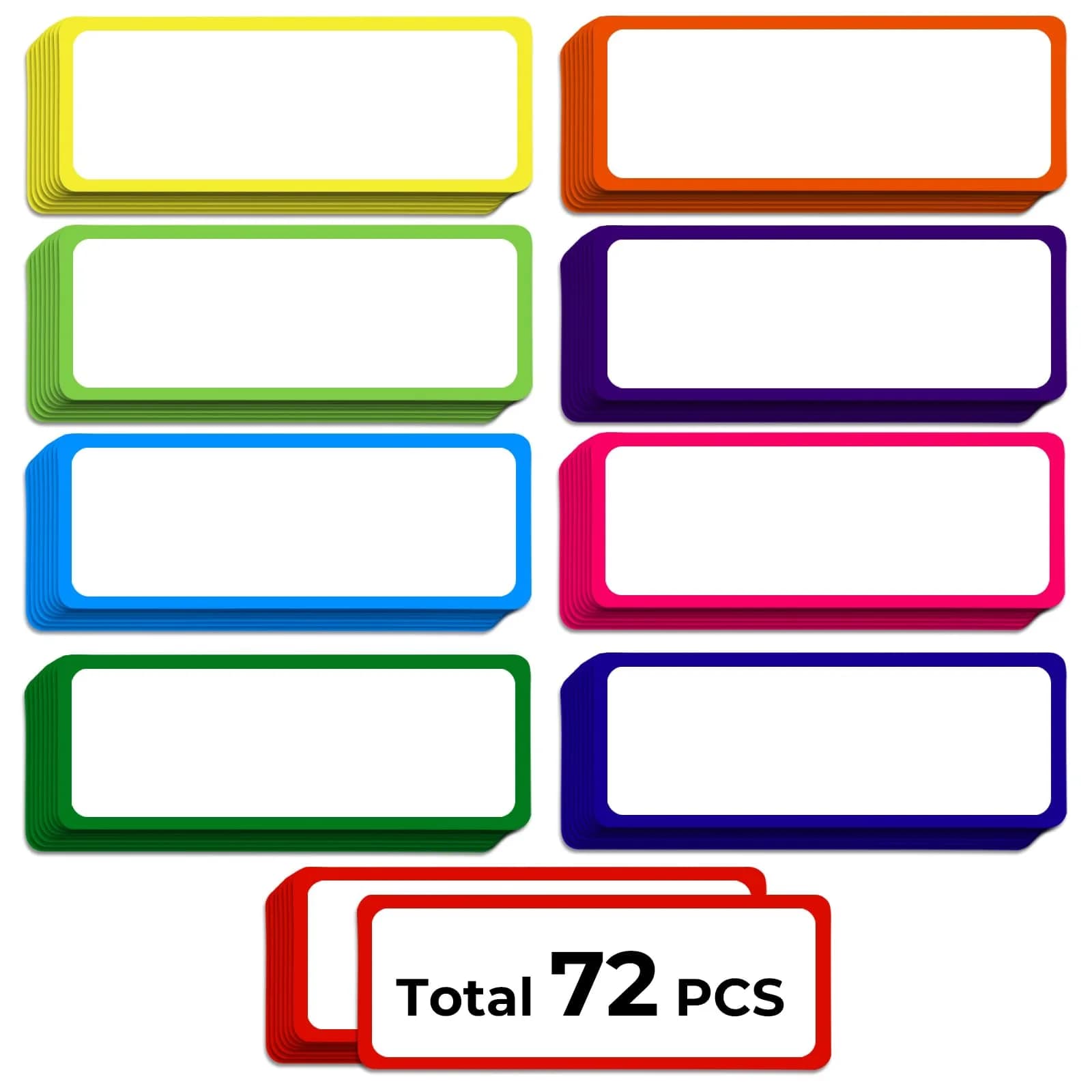 Utron 72PCS Magnetic Dry Erase Labels 8.1 cm x 3 cm (3.2"x1.2") | 9 Colors for Whiteboards - main product image