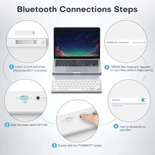 OMOTON Wireless Keyboard for Mac, Bluetooth Stable, No Numpad, Travel Size | Compact, Ergonomic, Mac-Compatible thumbnail 4