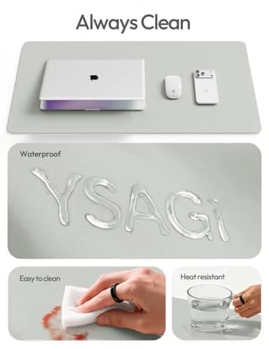 YSAGi PU Leather Desk Protector Mat 120cm x 43cm (47" x 17") | Protects Desks from Scratches, Spills, and Heat thumbnail 7