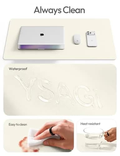 YSAGi Leather Desk Protector 47" x 17" (119 cm x 43 cm) | Protects Desks, Doubles as Large Mouse Pad thumbnail 7