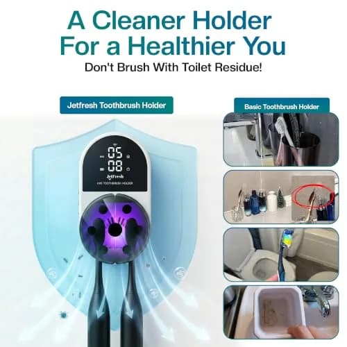 JetFresh UV Toothbrush Sanitizer & Holder with Fan Drying | Wall Mounted UV-C Cleaner for Bathroom thumbnail 5