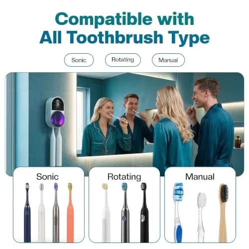 JetFresh UV Toothbrush Sanitizer & Holder with Fan Drying | Wall Mounted UV-C Cleaner for Bathroom thumbnail 7