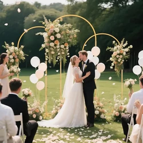 Nisoger 3 Pack Metal Arch Backdrop Stand Set 2.2m (7.2 ft) 2m (6.6 ft) 1.8m (6 ft) Gold | Heavy Duty Balloon Arbor Frame for Weddings & Events thumbnail 4