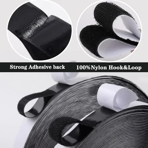 Navona Heavy Duty Hook and Loop Strips with Adhesive, 60ft Total x 1 Inch Black | Strong Nylon Fastener Tape thumbnail 4