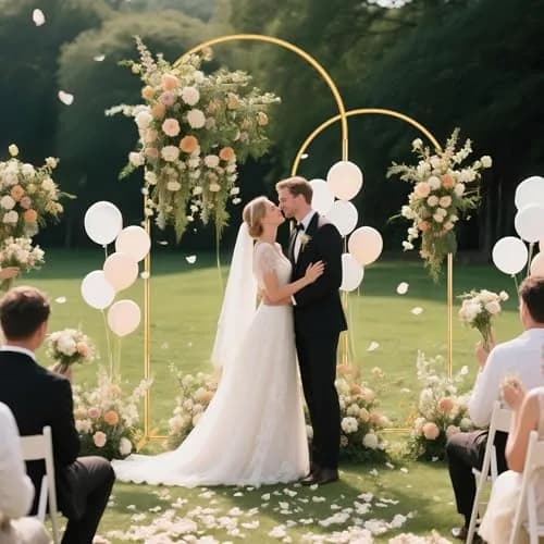 Nisoger 2 Pack Metal Arch Backdrop Stand 2.2m (7.2 ft) & 1.8m (6 ft) Gold Balloon Arbor Frame | Heavy Duty Wedding Party Decor thumbnail 2
