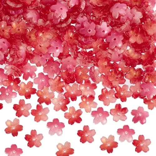 PAGOW 160 Pcs Glass Flower Beads | Cherry Blossom Jewelry Craft Beads for DIY thumbnail 1