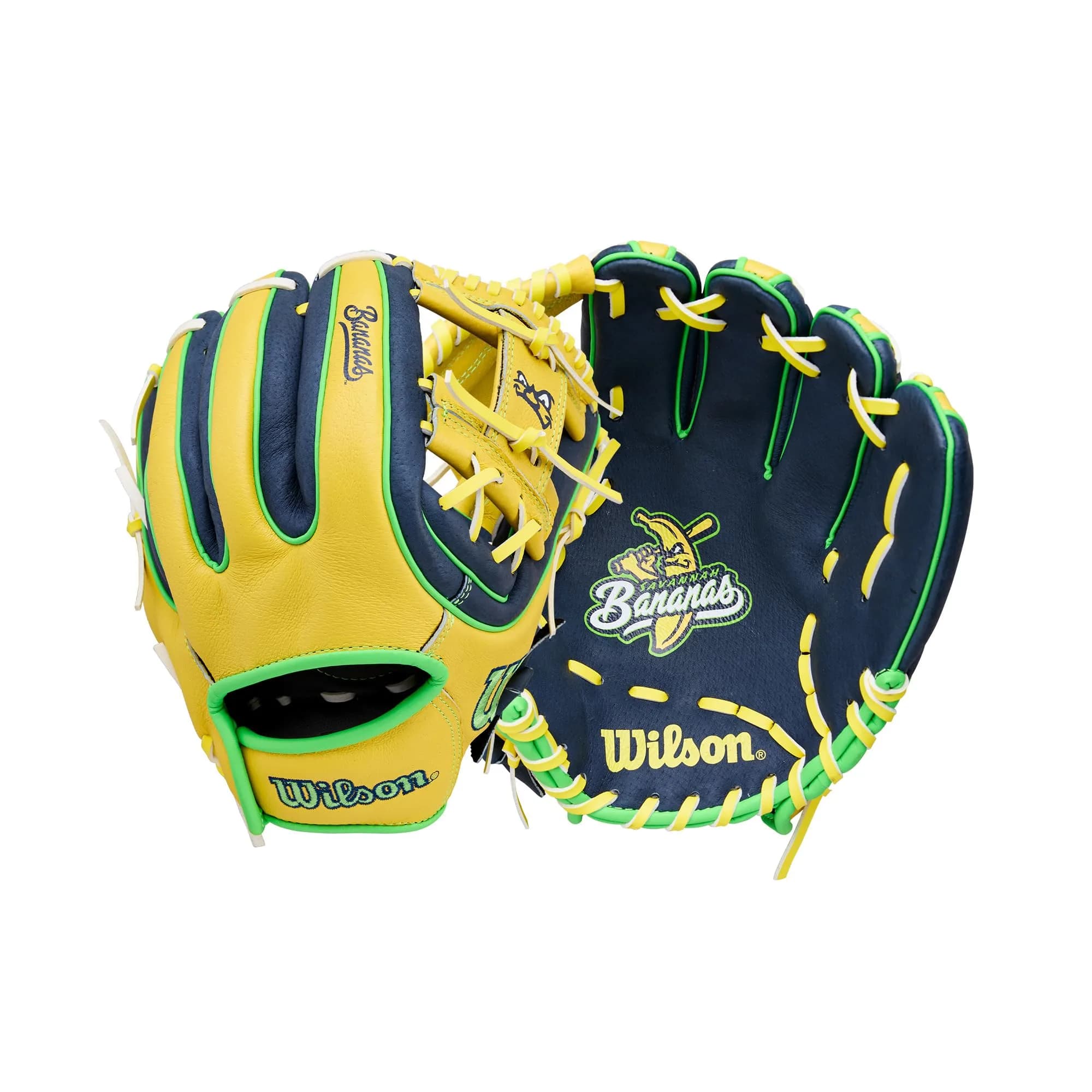 Wilson 2026 A450 Bananas 11" Infield Baseball Glove | Youth Right Hand Throw, Yellow/Navy/Neon Green