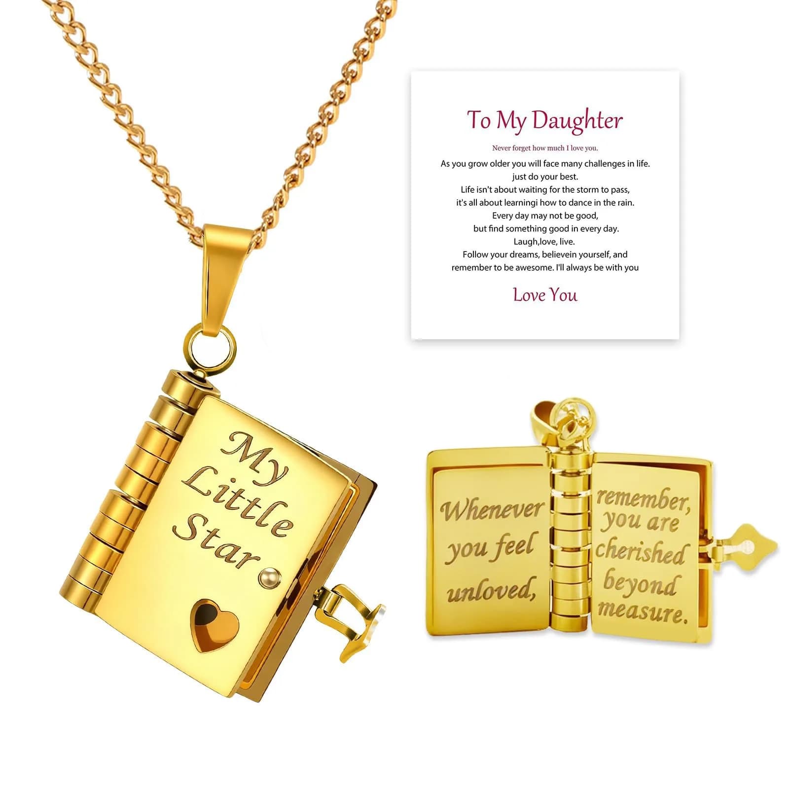 Roe Dolph My Little Star Book Necklace Gift for Daughter & Granddaughter | Meaningful Jewelry for Mothers Day - main product image