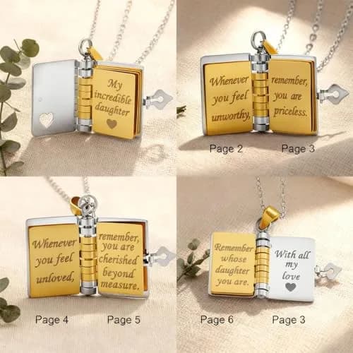 Roe Dolph My Little Star Book Necklace Gift for Daughter & Granddaughter | Meaningful Keepsake, Mothers Day Gift, Pendant Necklace, Emotional Jewelry thumbnail 5