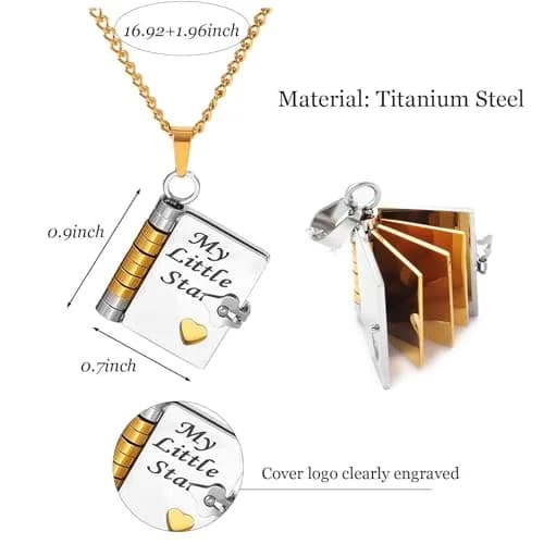 Roe Dolph My Little Star Book Necklace Gift for Daughter & Granddaughter | Meaningful Keepsake, Mothers Day Gift, Pendant Necklace, Emotional Jewelry thumbnail 6