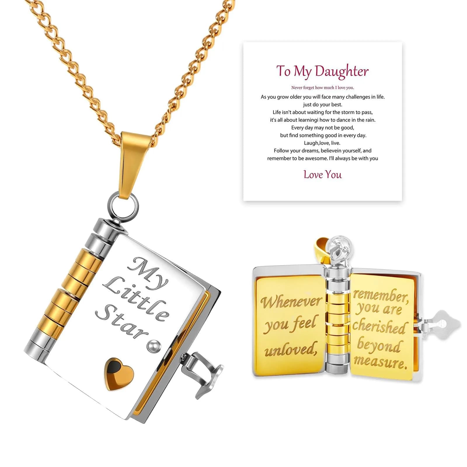 Roe Dolph My Little Star Book Necklace Gift for Daughter & Granddaughter | Meaningful Jewelry for Mothers Day — A1