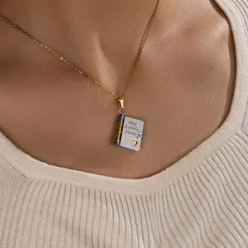 Roe Dolph My Little Star Book Necklace Gift for Daughter & Granddaughter | Meaningful Keepsake, Mothers Day Gift, Pendant Necklace, Emotional Jewelry thumbnail 2