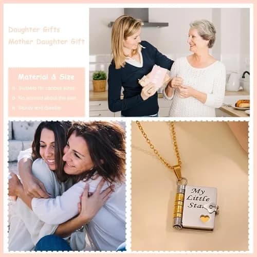 Roe Dolph My Little Star Book Necklace Gift for Daughter & Granddaughter | Meaningful Keepsake, Mothers Day Gift, Pendant Necklace, Emotional Jewelry thumbnail 3