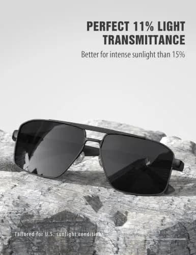 Luenx Polarized Aviator Sunglasses for Men & Women | 60mm Square UV400 Driving thumbnail 3