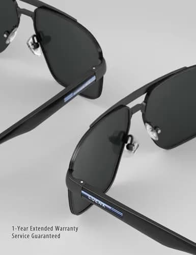 Luenx Polarized Aviator Sunglasses for Men & Women | 60mm (2.36 in) Lens Width, 145mm (5.7 in) Arm Length thumbnail 7
