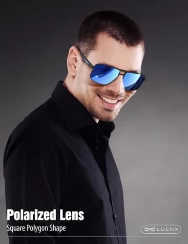 Luenx Polarized Aviator Sunglasses for Men & Women | 60mm (2.36 in) Lens Width, 145mm (5.7 in) Arm Length thumbnail 2