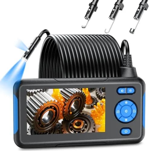 T TAKMLY Dual Lens Endoscope Camera 1080P HD 4.3'' Screen 5m (16.4FT) | IP67 Waterproof Inspection Snake Camera with 8 LEDs thumbnail 1