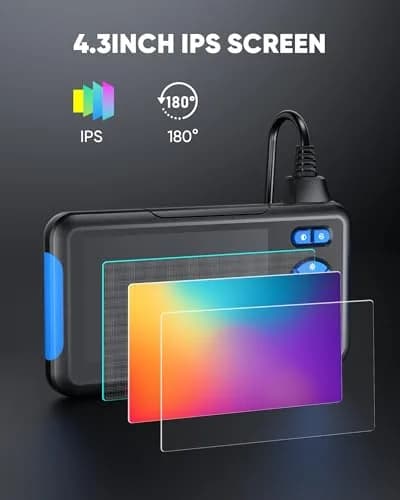 T TAKMLY Dual Lens Endoscope Camera 1080P HD 4.3'' Screen 5m (16.4FT) | IP67 Waterproof Inspection Snake Camera with 8 LEDs thumbnail 5