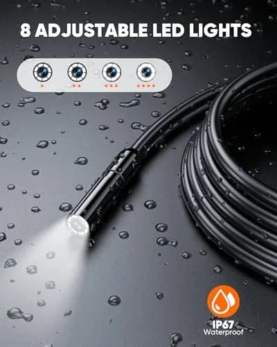 T TAKMLY Dual Lens Endoscope Camera 1080P HD 4.3'' Screen 5m (16.4FT) | IP67 Waterproof Inspection Snake Camera with 8 LEDs thumbnail 2