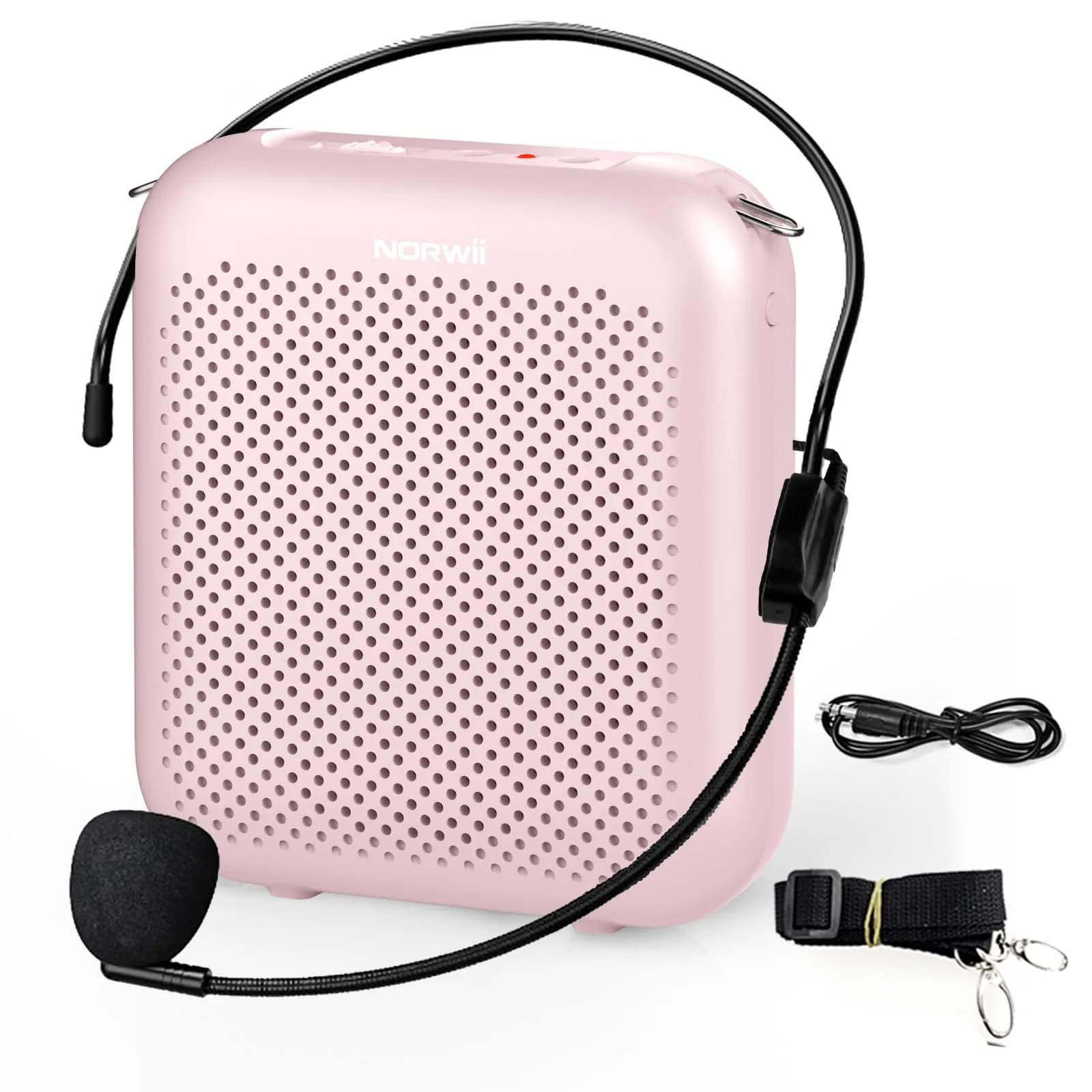 Norwii Bluetooth Voice Amplifier with Wired Microphone Headset & 2000mAh Battery | Pink, 10W Output