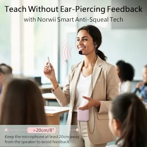 Norwii Bluetooth Voice Amplifier with Wired Microphone Headset & 2000mAh Battery | Pink, 10W Output thumbnail 5