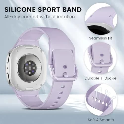 BandRain 6 Pack Silicone Sport Bands for Samsung Galaxy Watch 9/8/8 Classic 40mm 44mm 46mm | Breathable & Waterproof thumbnail 2