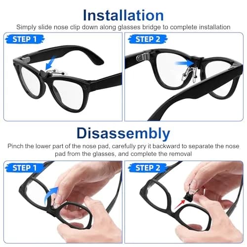 RCstyle Black Silicone Nose Pads for Ray-Ban Meta Wayfarer Gen 2/1 Smart Glasses | Anti-Slip Clip-on Fit thumbnail 7