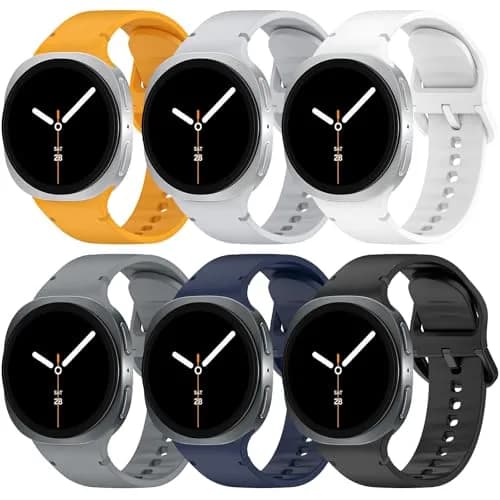 BandRain 6 Pack Silicone Sport Bands for Samsung Galaxy Watch 9/8/8 Classic 40mm 44mm 46mm | Compatible with Smartwatches thumbnail 1