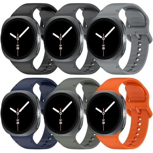 BandRain 6 Pack Silicone Sport Bands for Samsung Galaxy Watch 9/8/8 Classic 40mm 44mm 46mm | Breathable & Waterproof Wristbands thumbnail 1