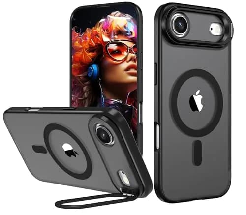 IDweel Magnetic for iPhone Air Case with Built-in Camera Stash Stand, Black | MagSafe Compatible Slim Shockproof Cover thumbnail 1