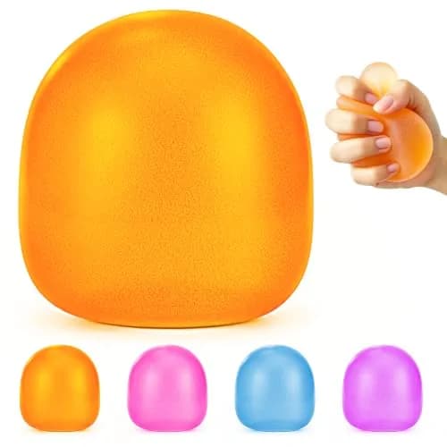 AuraGlaze Gumdrop Squishy Stress Ball Orange 135g (4.75 oz) | Non-Toxic Silicone for Kids & Adults thumbnail 1